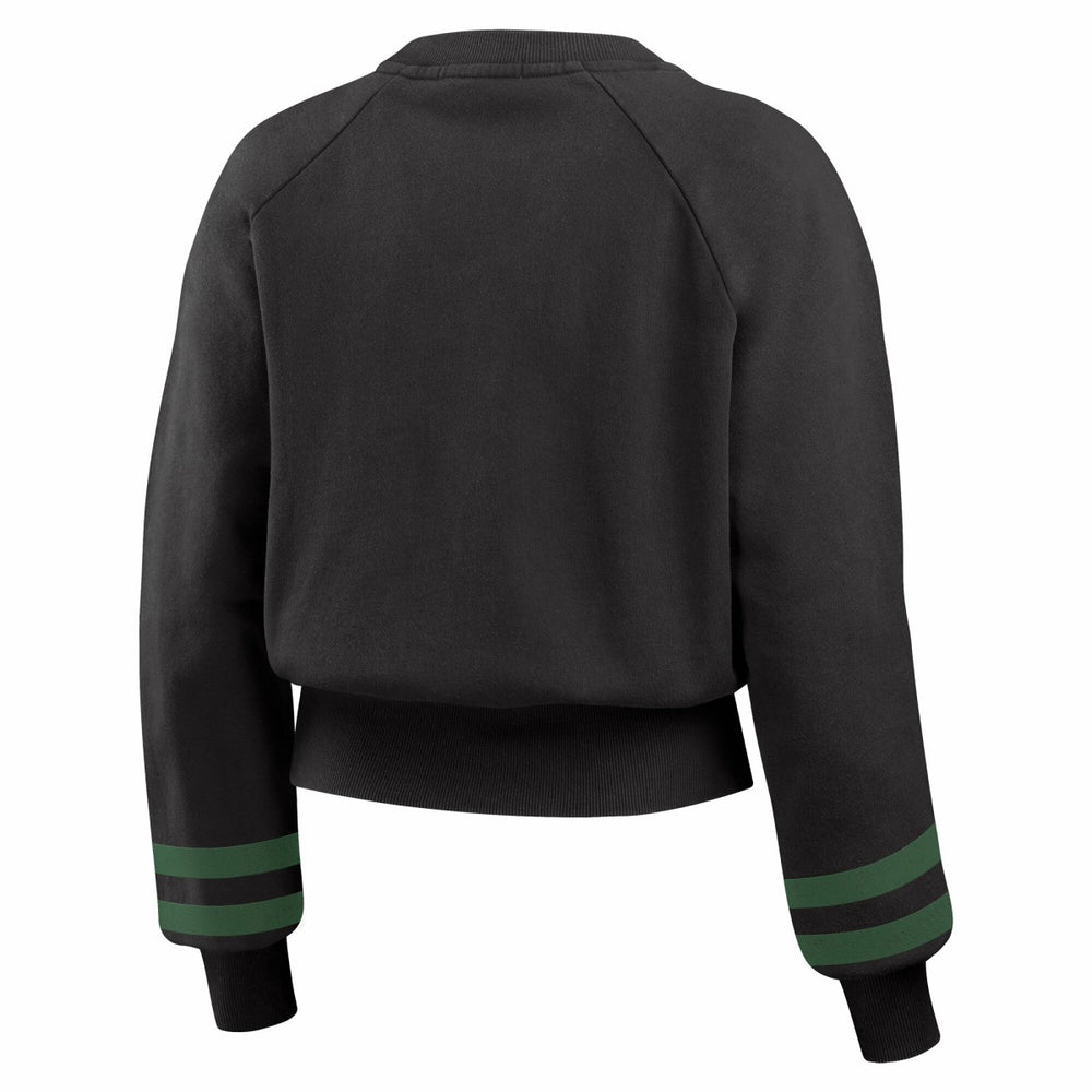 Milwaukee Bucks WEAR by Erin Andrews Women's Vintage Raglan Cropped Pullover Sweatshirt - Black cheap
