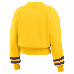 Los Angeles Lakers WEAR by Erin Andrews Women's Vintage Raglan Cropped Pullover Sweatshirt - Gold cheap