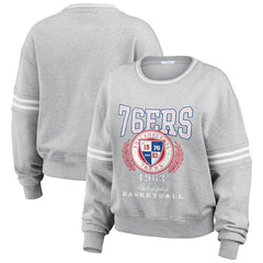 Philadelphia 76ers WEAR by Erin Andrews Women's French Terry Pullover Sweatshirt - Heather Gray on sale