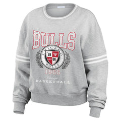 Chicago Bulls WEAR by Erin Andrews Women's French Terry Pullover Sweatshirt - Heather Gray for sale