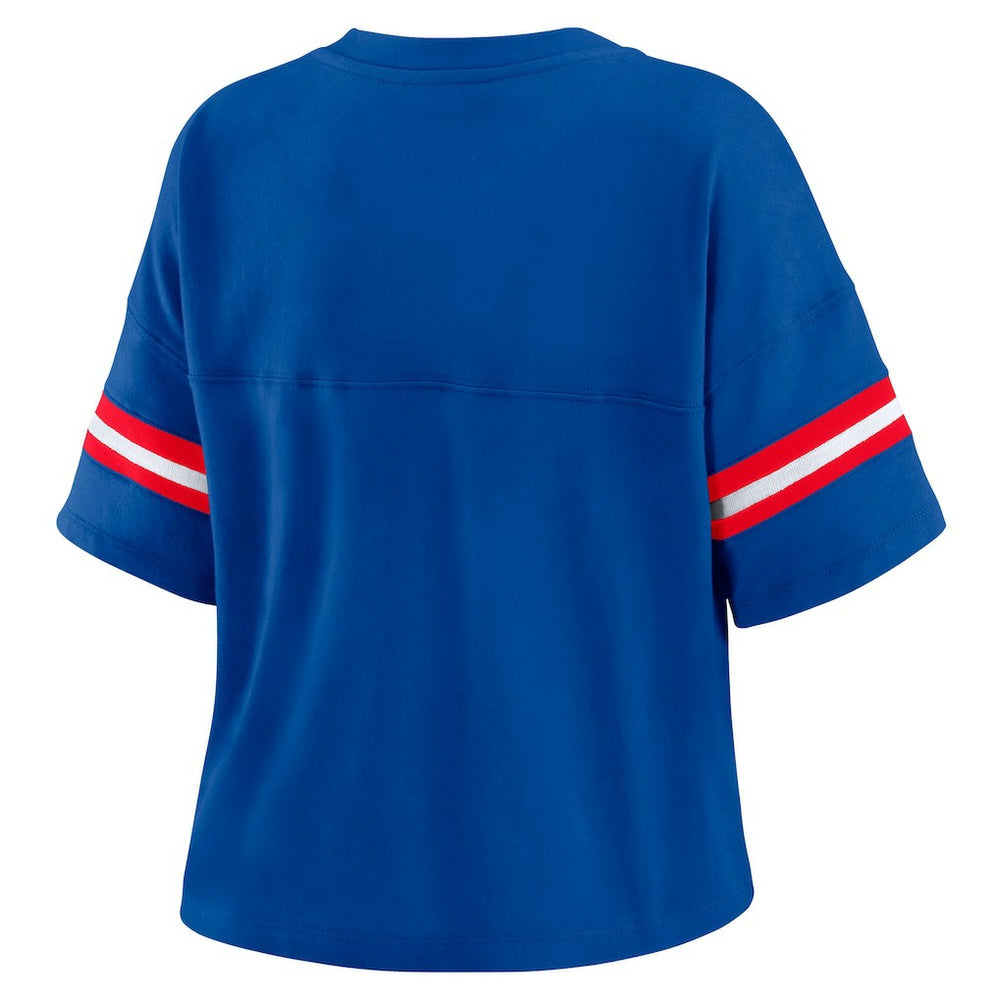 Philadelphia 76ers WEAR by Erin Andrews Women's Color Block Boxy V-Neck T-Shirt - Royal cheap