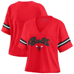 Chicago Bulls WEAR by Erin Andrews Women's Plus Size Color Block Boxy V-Neck T-Shirt sale - Red cheap
