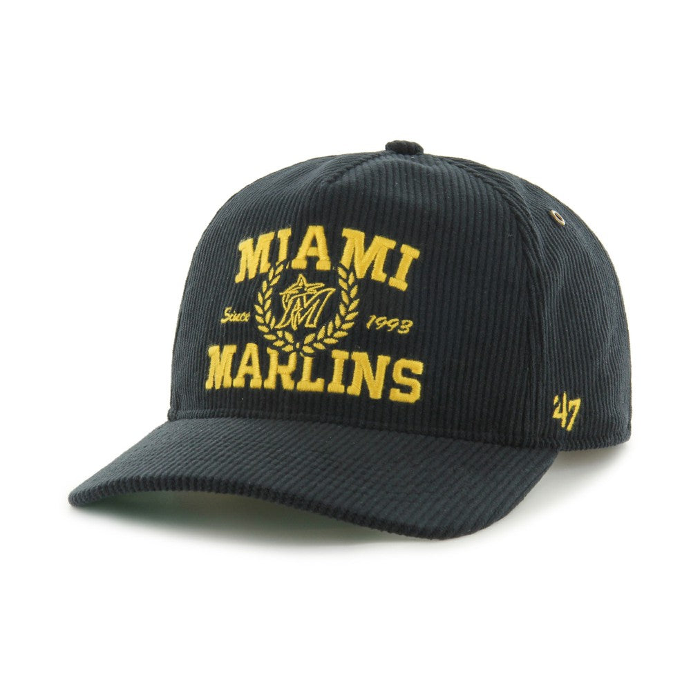 Miami Marlins Laurus Corduroy Hitch Snapback Hat Black