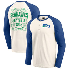 Seattle Seahawks Darius Rucker Collection Raglan Henley Long Sleeve T-Shirt - Cream/Royal cheap