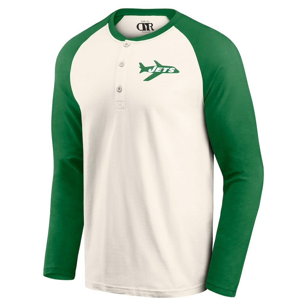 New York Jets Darius Rucker Collection Raglan Henley Long Sleeve T-Shirt - Cream/Green online