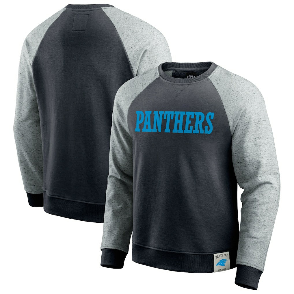 Carolina Panthers Darius Rucker Collection Colorblock Pullover Sweatshirt - Black/Heather Gray discount