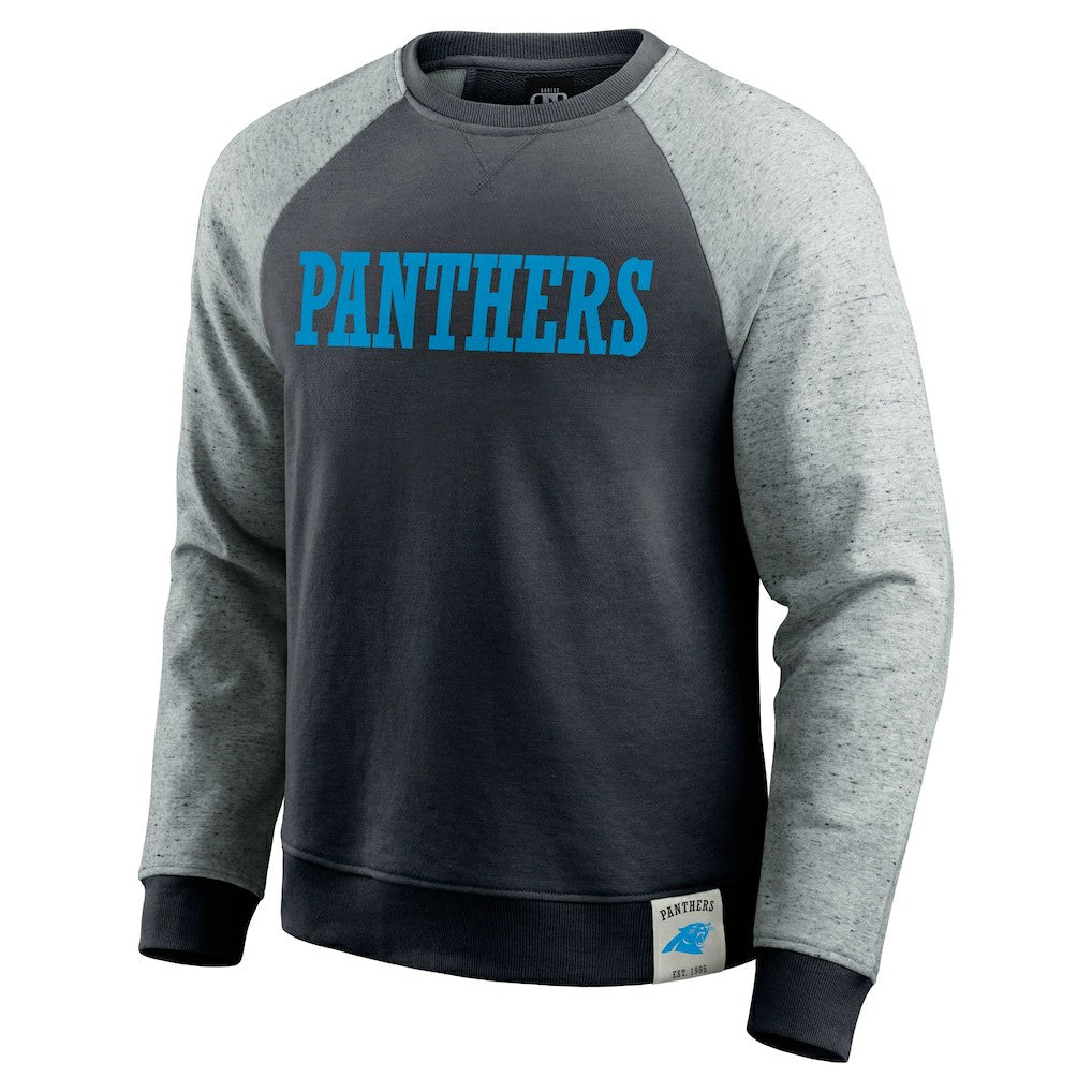Carolina Panthers Darius Rucker Collection Colorblock Pullover Sweatshirt - Black/Heather Gray discount