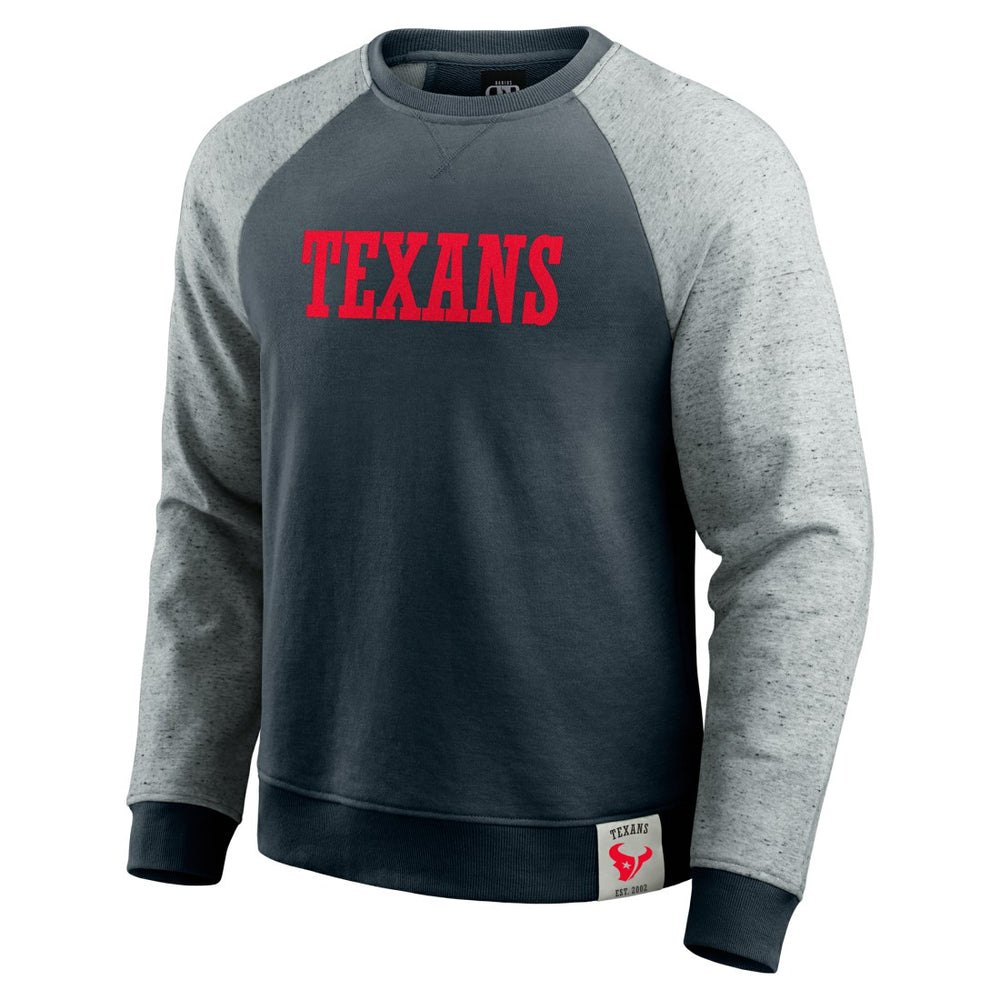 Houston Texans Darius Rucker Collection Colorblock Pullover Sweatshirt - Navy/Heather Gray outlet
