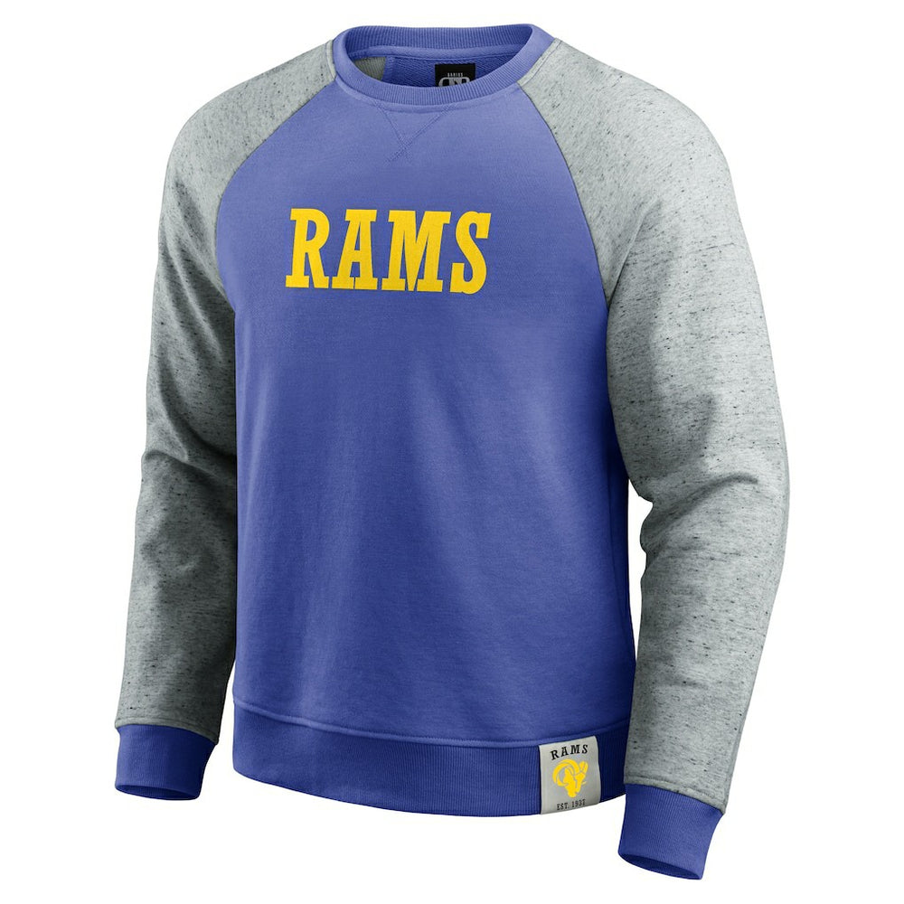 Los Angeles Rams Darius Rucker Collection Colorblock Pullover Sweatshirt - Royal/Heather Gray cheap