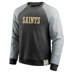 New Orleans Saints Darius Rucker Collection Colorblock Pullover Sweatshirt - Black/Heather Gray on sale