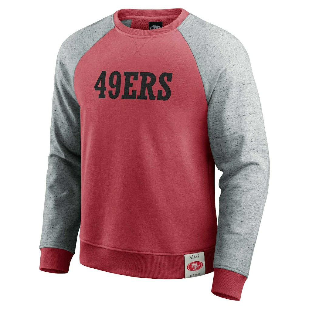 San Francisco 49ers Darius Rucker Collection Colorblock Pullover Sweatshirt - Scarlet/Heather Gray outlet