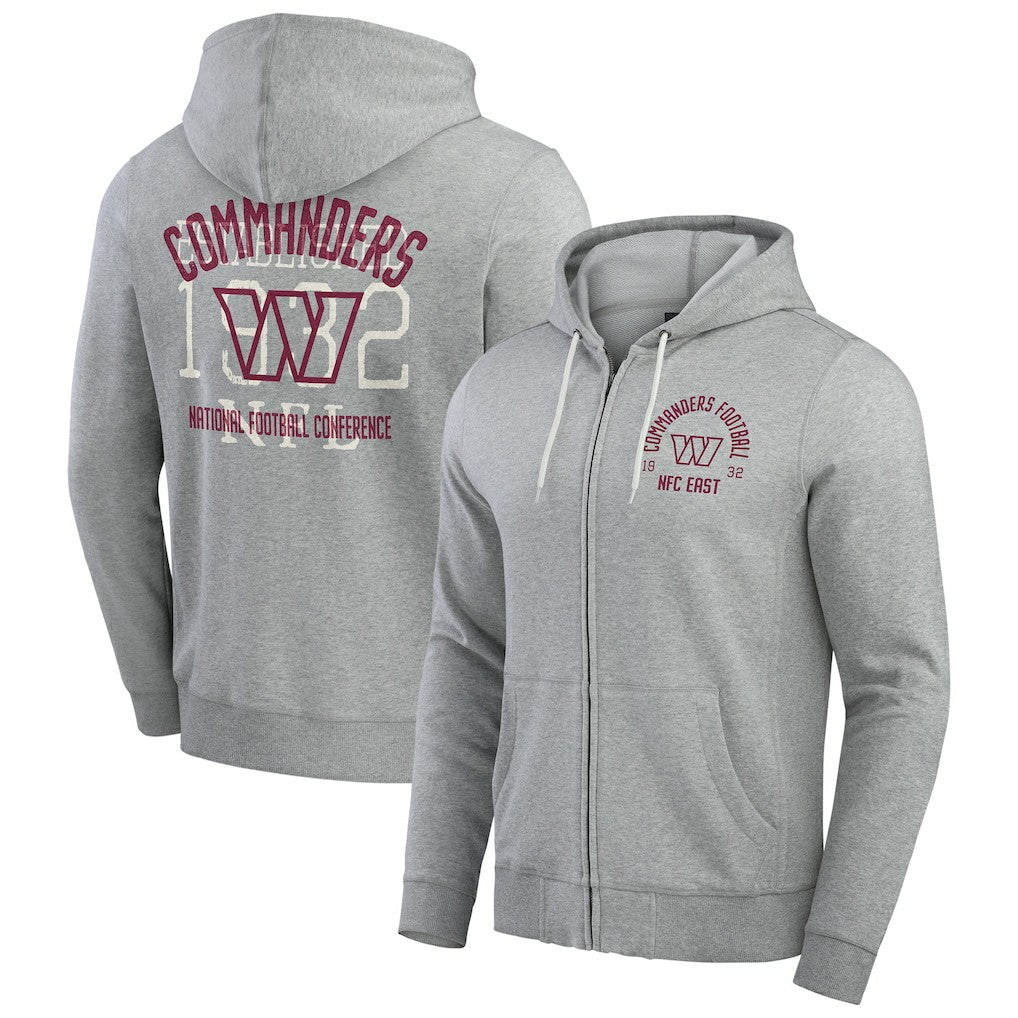 Washington Commanders Darius Rucker Collection Vintage Stripe Full-Zip Hoodie - Heather Gray for sale