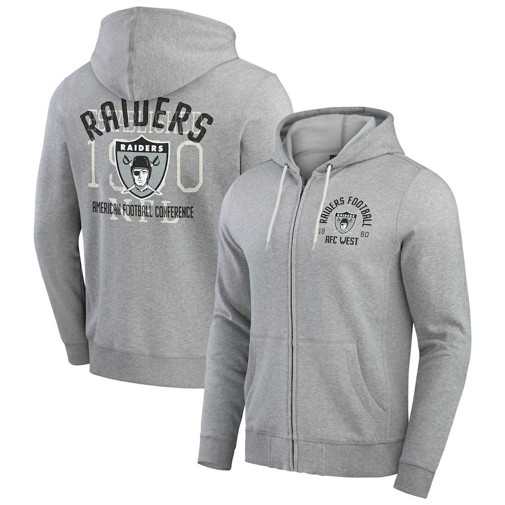 Las Vegas Raiders Darius Rucker Collection Vintage Stripe Full-Zip Hoodie - Heather Gray for sale