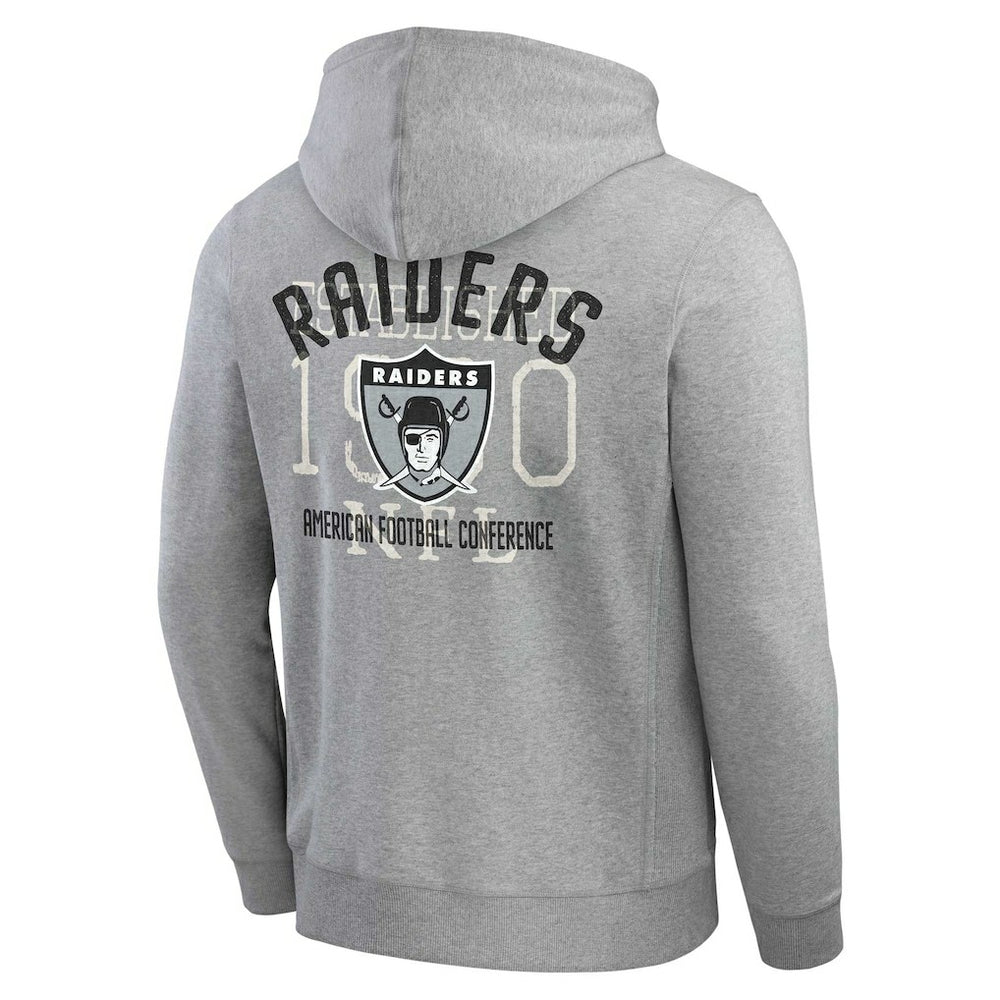 Las Vegas Raiders Darius Rucker Collection Vintage Stripe Full-Zip Hoodie - Heather Gray for sale