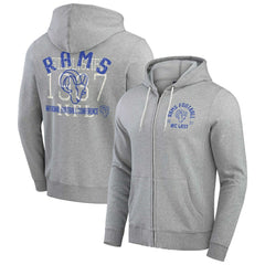 Los Angeles Rams Darius Rucker Collection Vintage Stripe Full-Zip Hoodie - Heather Gray on sale