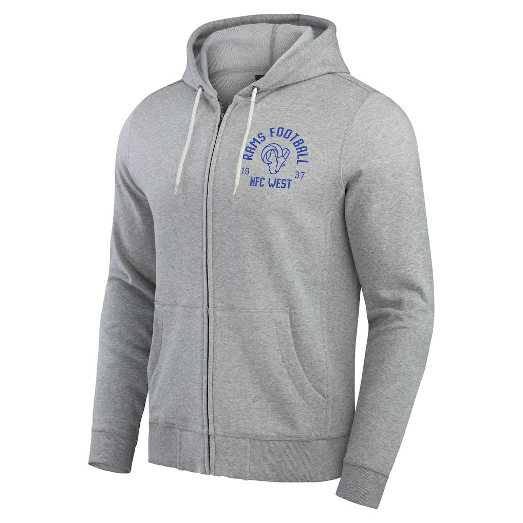 Los Angeles Rams Darius Rucker Collection Vintage Stripe Full-Zip Hoodie - Heather Gray on sale