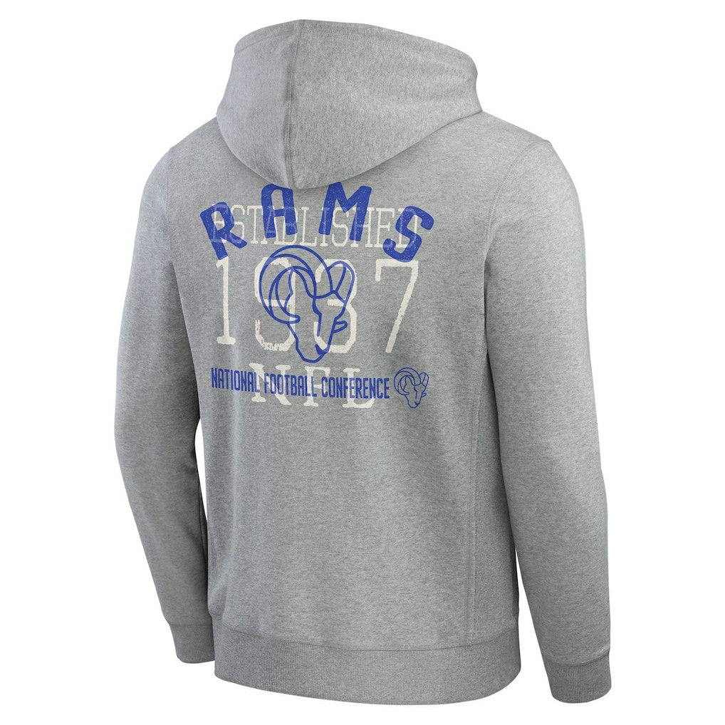 Los Angeles Rams Darius Rucker Collection Vintage Stripe Full-Zip Hoodie - Heather Gray on sale