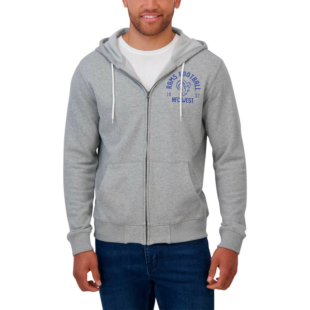 Los Angeles Rams Darius Rucker Collection Vintage Stripe Full-Zip Hoodie - Heather Gray on sale