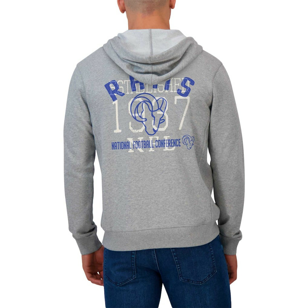 Los Angeles Rams Darius Rucker Collection Vintage Stripe Full-Zip Hoodie - Heather Gray on sale