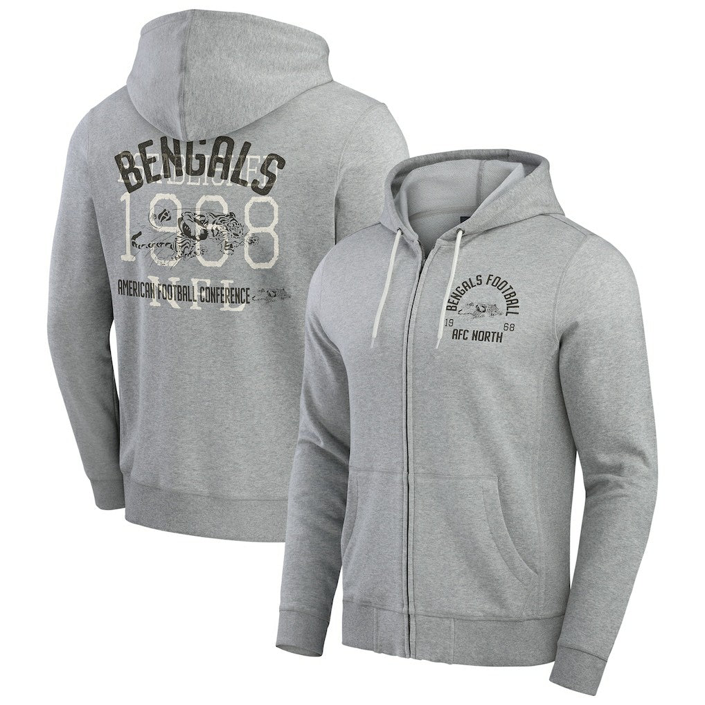 Cincinnati Bengals Darius Rucker Collection Vintage Stripe Full-Zip Hoodie - Heather Gray outlet