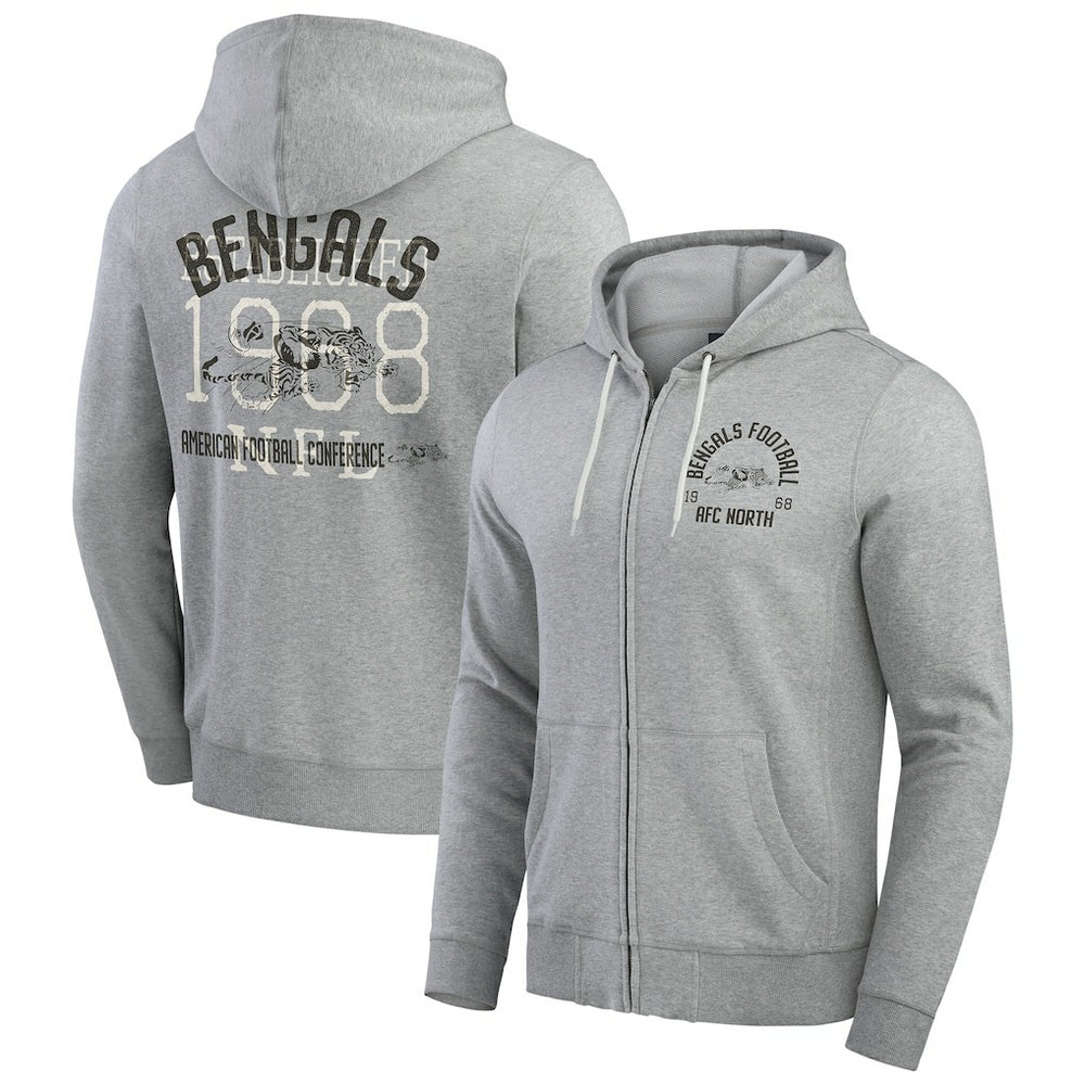 Cincinnati Bengals Darius Rucker Collection Vintage Stripe Full-Zip Hoodie - Heather Gray outlet