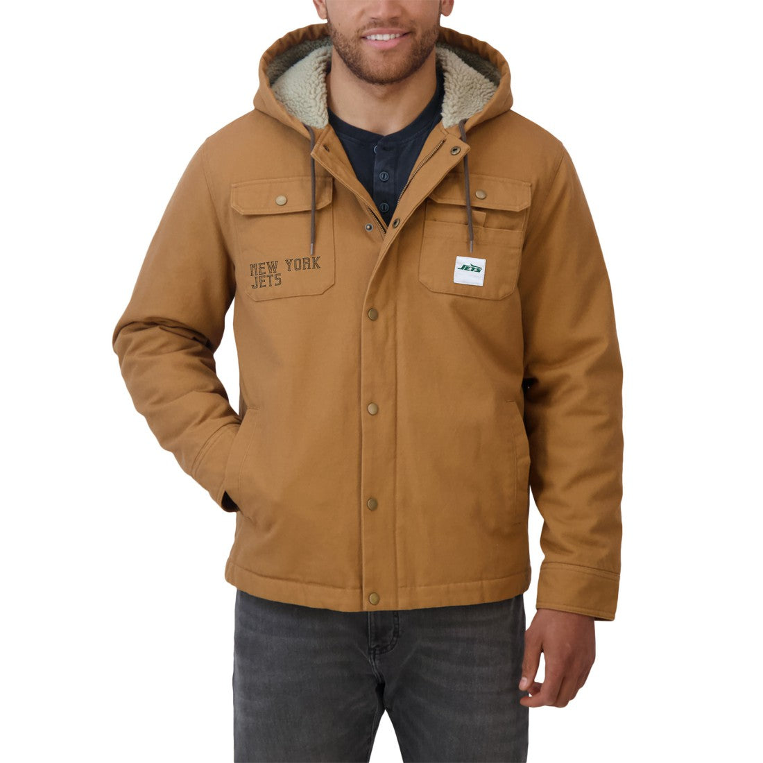 New York Jets Darius Rucker Collection Canvas Full-Zip Hoodie Jacket - Tan on sale