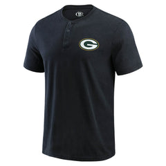Green Bay Packers Darius Rucker Collection Washed Henley T-Shirt - Black for sale