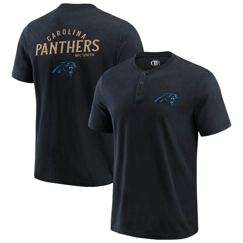 Carolina Panthers Darius Rucker Collection Washed Henley T-Shirt - Black discount