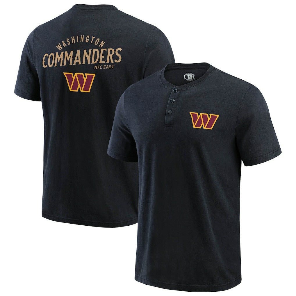 Washington Commanders Darius Rucker Collection Washed Henley T-Shirt - Black for sale