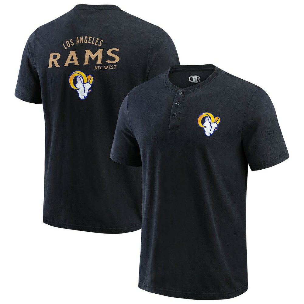 Los Angeles Rams Darius Rucker Collection Washed Henley T-Shirt - Black online