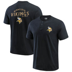 Minnesota Vikings Darius Rucker Collection Washed Henley T-Shirt - Black for sale