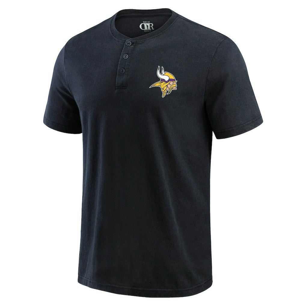 Minnesota Vikings Darius Rucker Collection Washed Henley T-Shirt - Black for sale