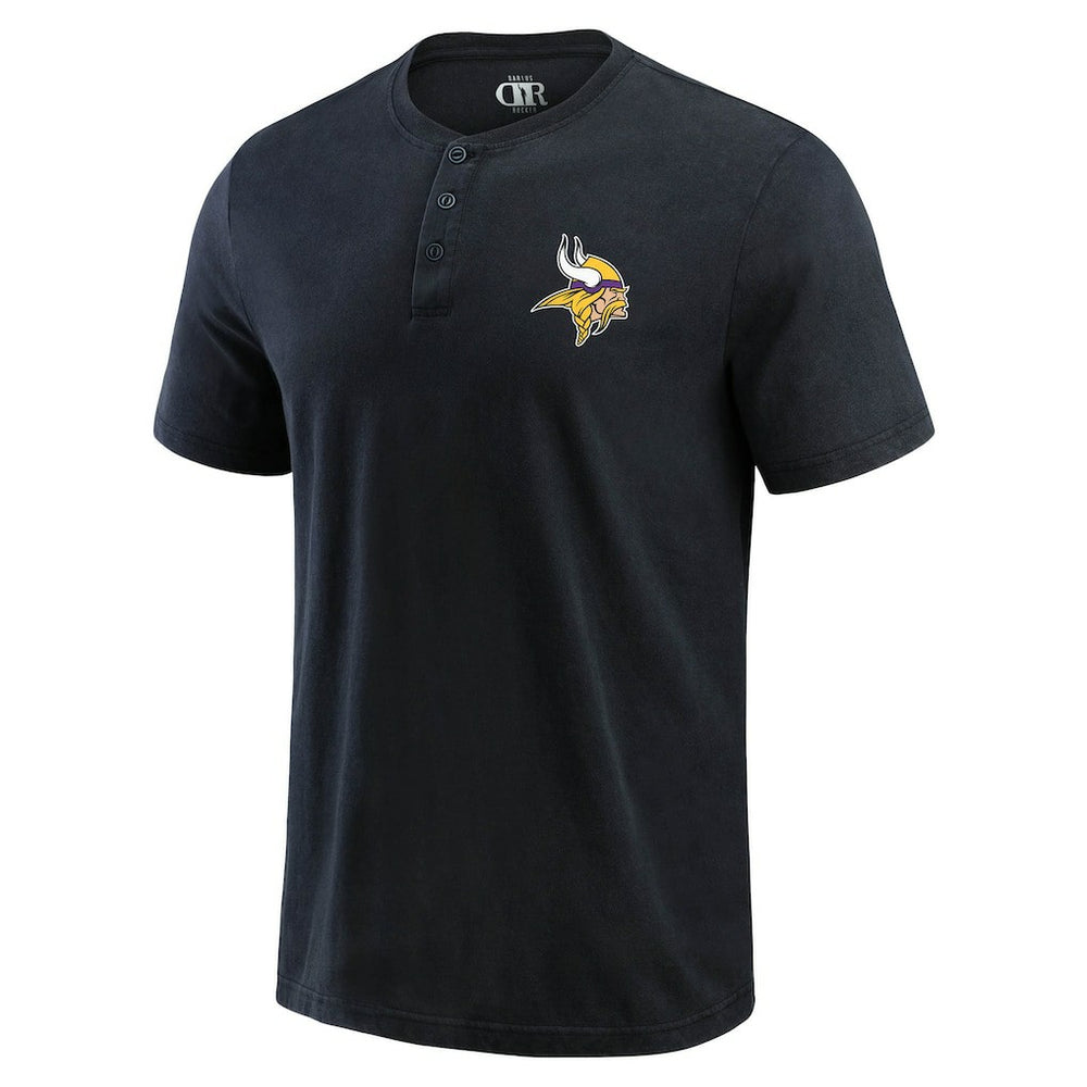 Minnesota Vikings Darius Rucker Collection Washed Henley T-Shirt - Black for sale