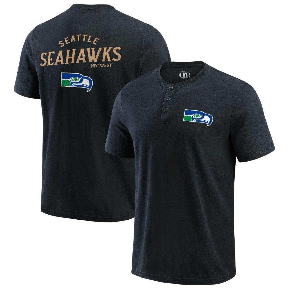 Seattle Seahawks Darius Rucker Collection Washed Henley T-Shirt - Black online