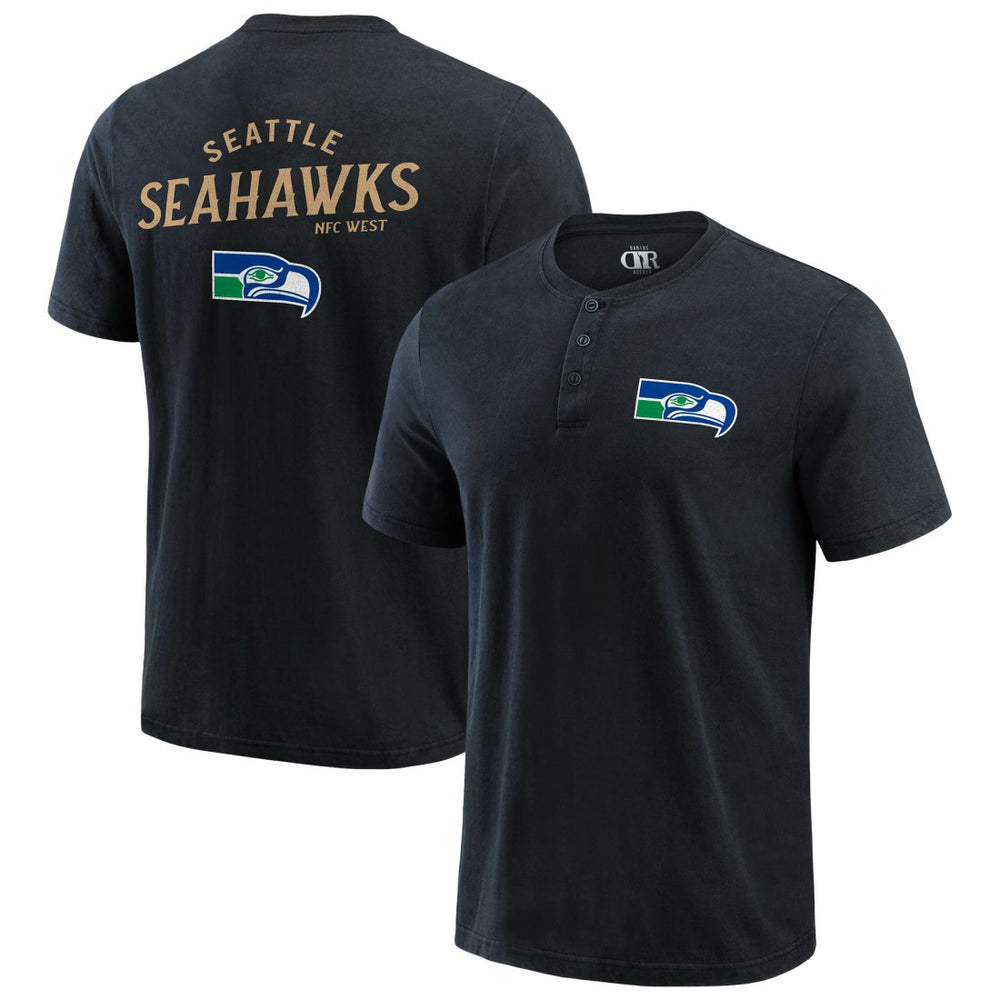 Seattle Seahawks Darius Rucker Collection Washed Henley T-Shirt - Black online