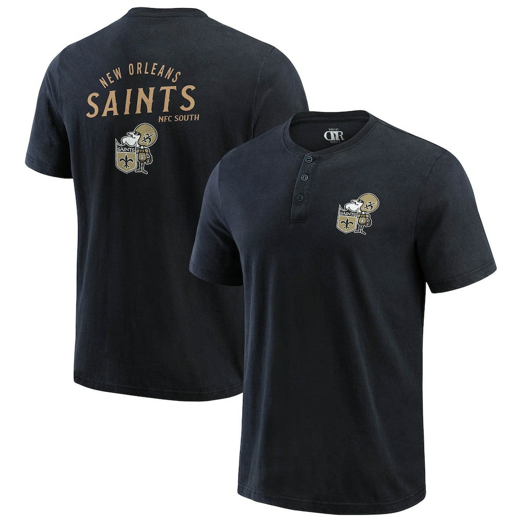 New Orleans Saints Darius Rucker Collection Washed Henley T-Shirt - Black outlet