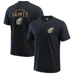 New Orleans Saints Darius Rucker Collection Washed Henley T-Shirt - Black outlet
