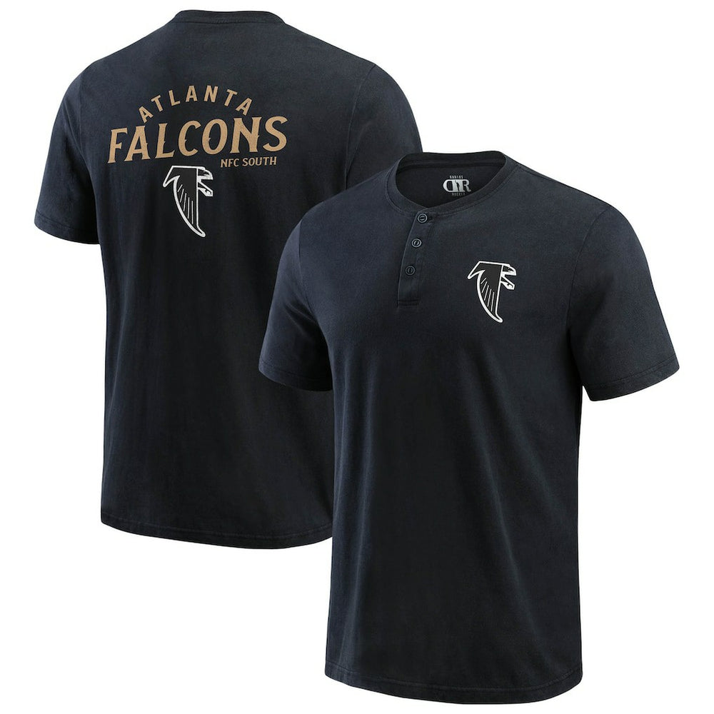 Atlanta Falcons Darius Rucker Collection Washed Henley T-Shirt - Black outlet