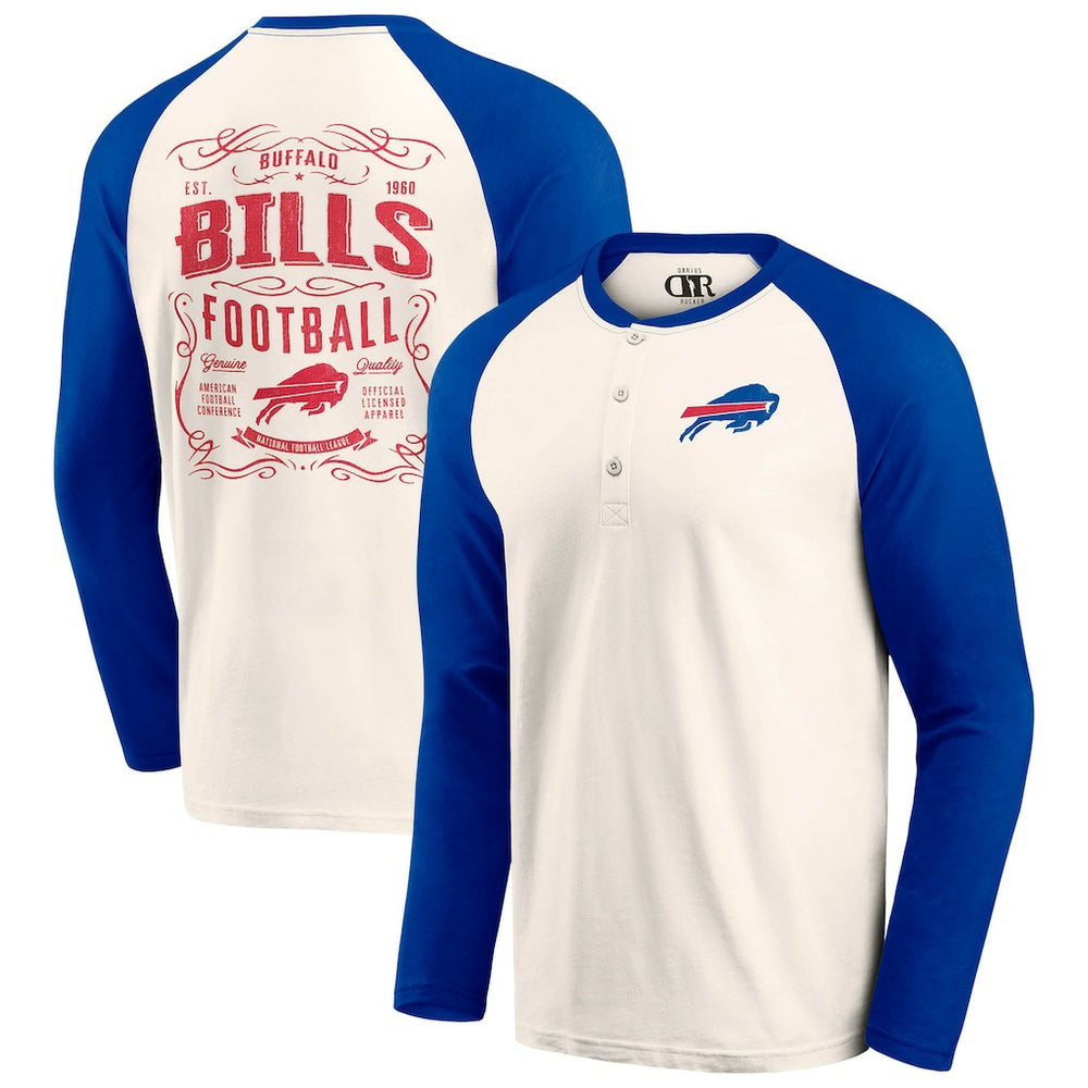 Buffalo Bills Darius Rucker Collection Raglan Henley T-Shirt - Cream/Royal sale