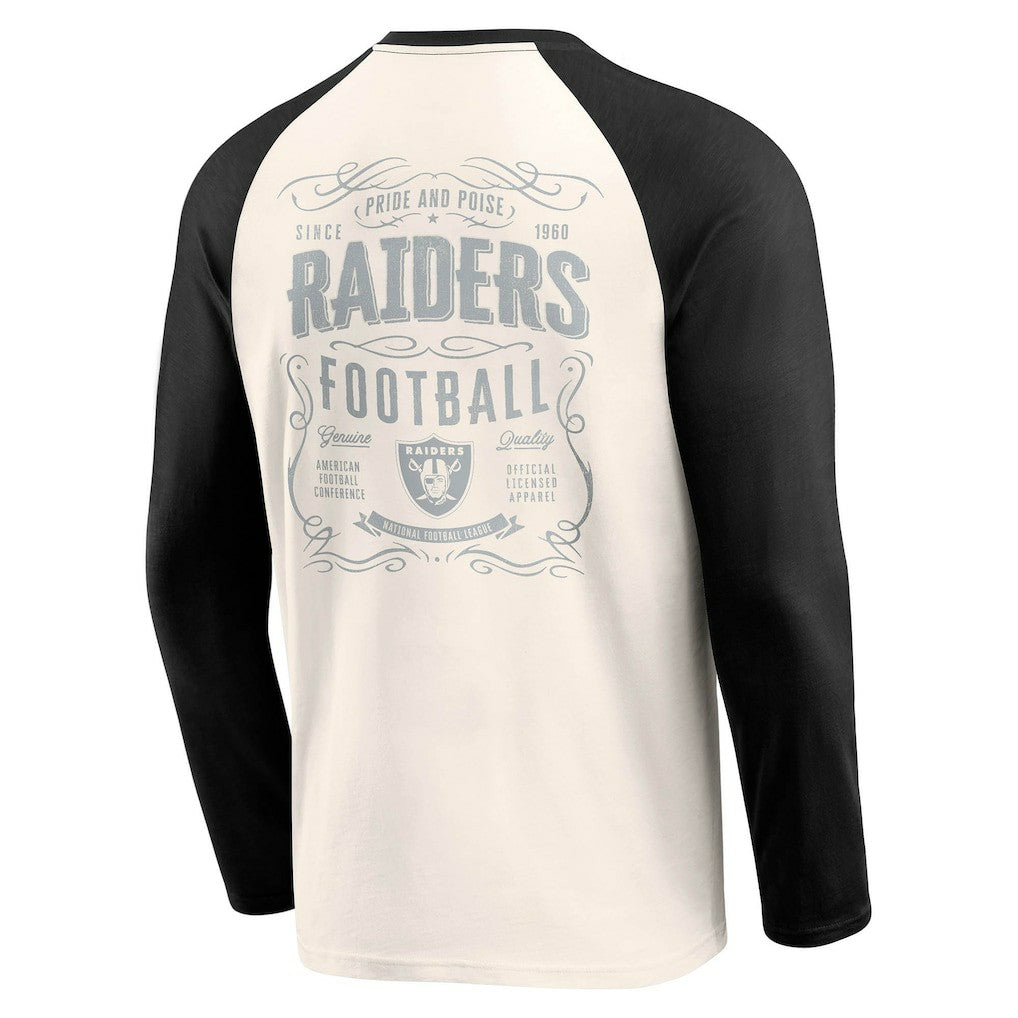 Las Vegas Raiders Darius Rucker Collection Raglan Henley T-Shirt - Cream/Black sale