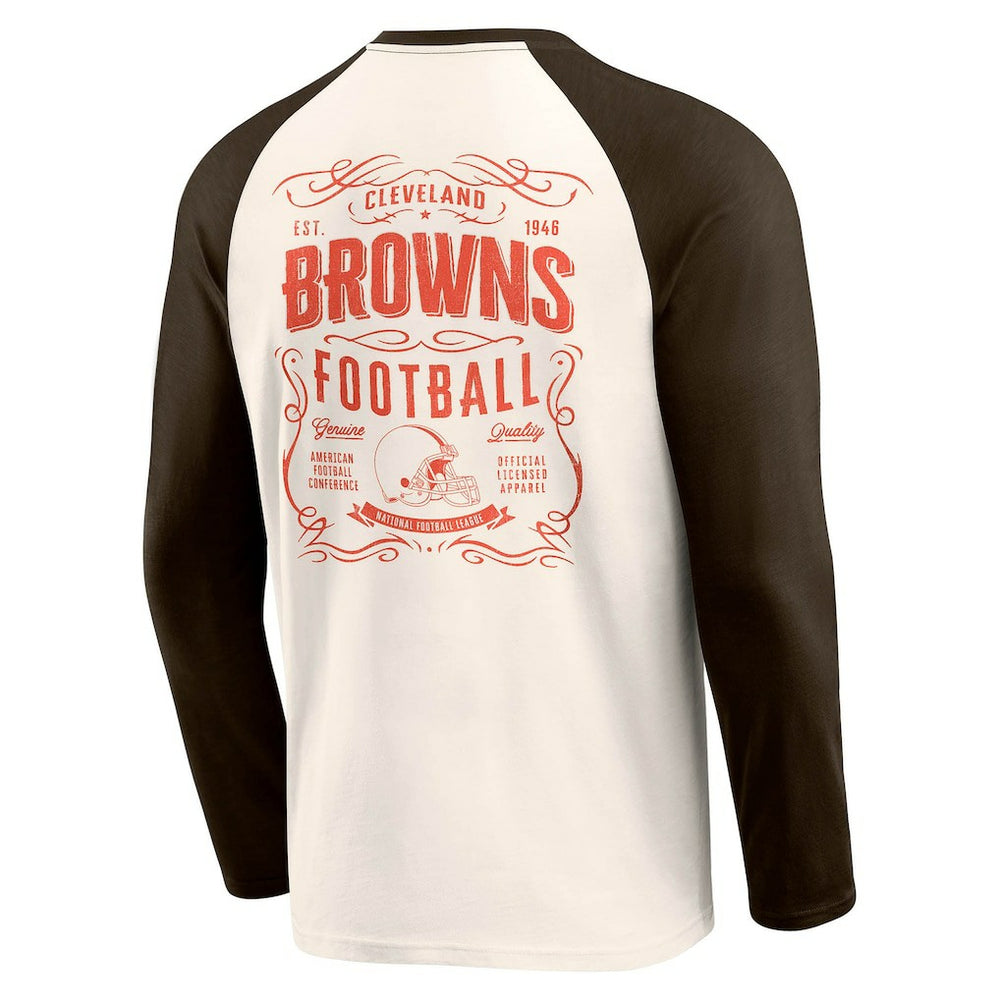 Cleveland Browns Darius Rucker Collection Raglan Henley T-Shirt - Cream/Brown outlet