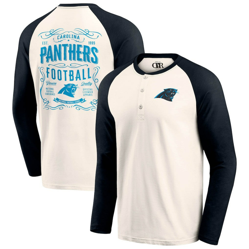 Carolina Panthers Darius Rucker Collection Raglan Henley T-Shirt - Cream/Black online