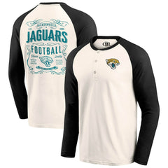 Jacksonville Jaguars Darius Rucker Collection Raglan Henley T-Shirt - Cream/Black for sale