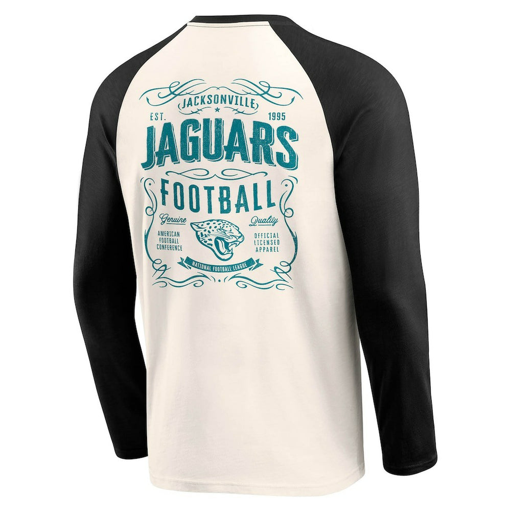 Jacksonville Jaguars Darius Rucker Collection Raglan Henley T-Shirt - Cream/Black for sale
