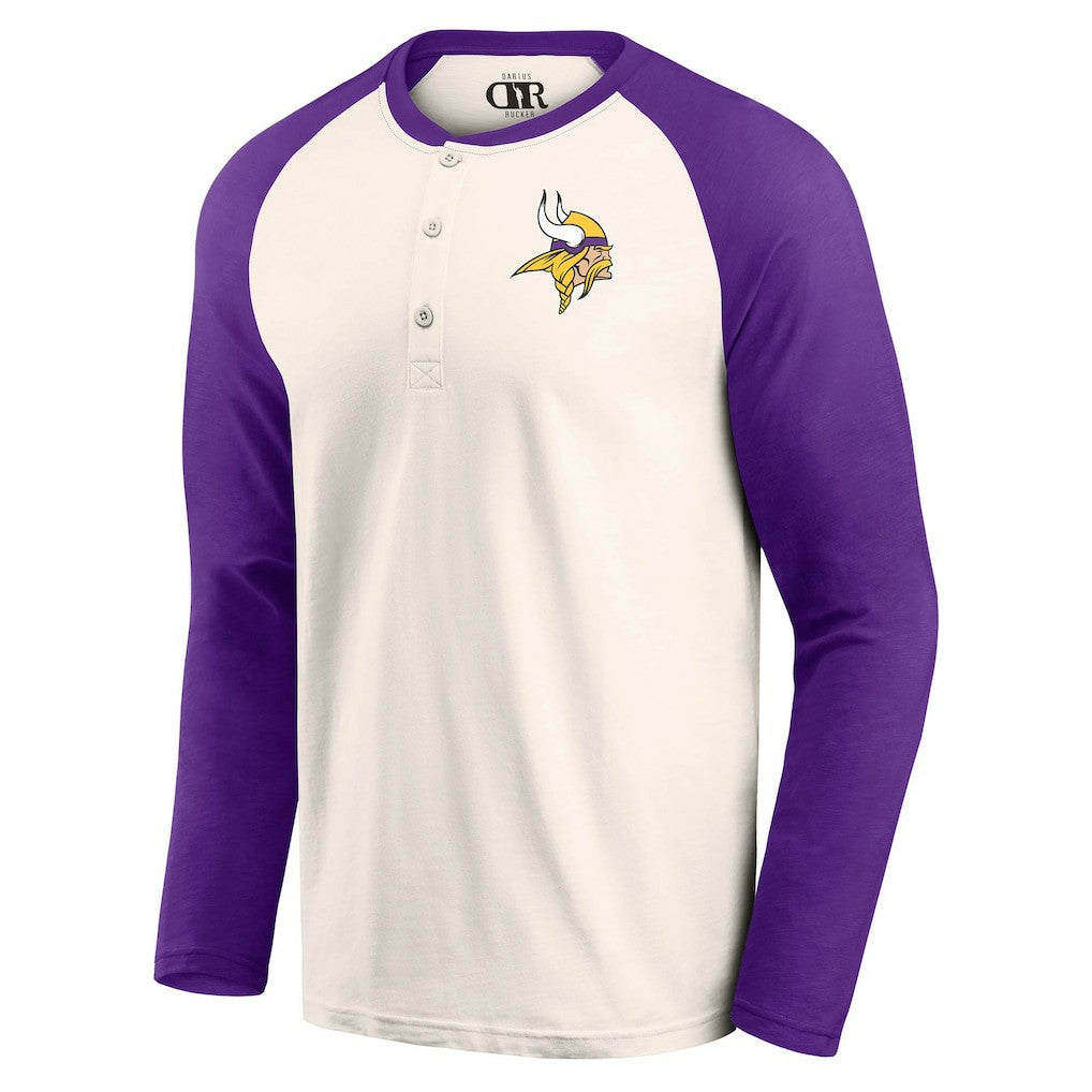 Minnesota Vikings Darius Rucker Collection Raglan Henley T-Shirt - Cream/Purple on sale
