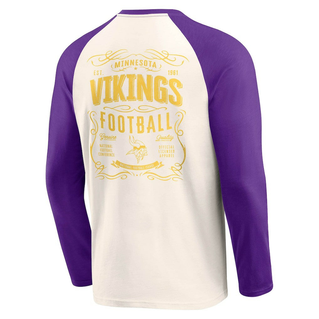 Minnesota Vikings Darius Rucker Collection Raglan Henley T-Shirt - Cream/Purple on sale