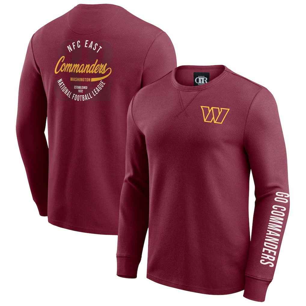 Washington Commanders Darius Rucker Collection Washed Waffle-Knit Long Sleeve T-Shirt - Burgundy outlet