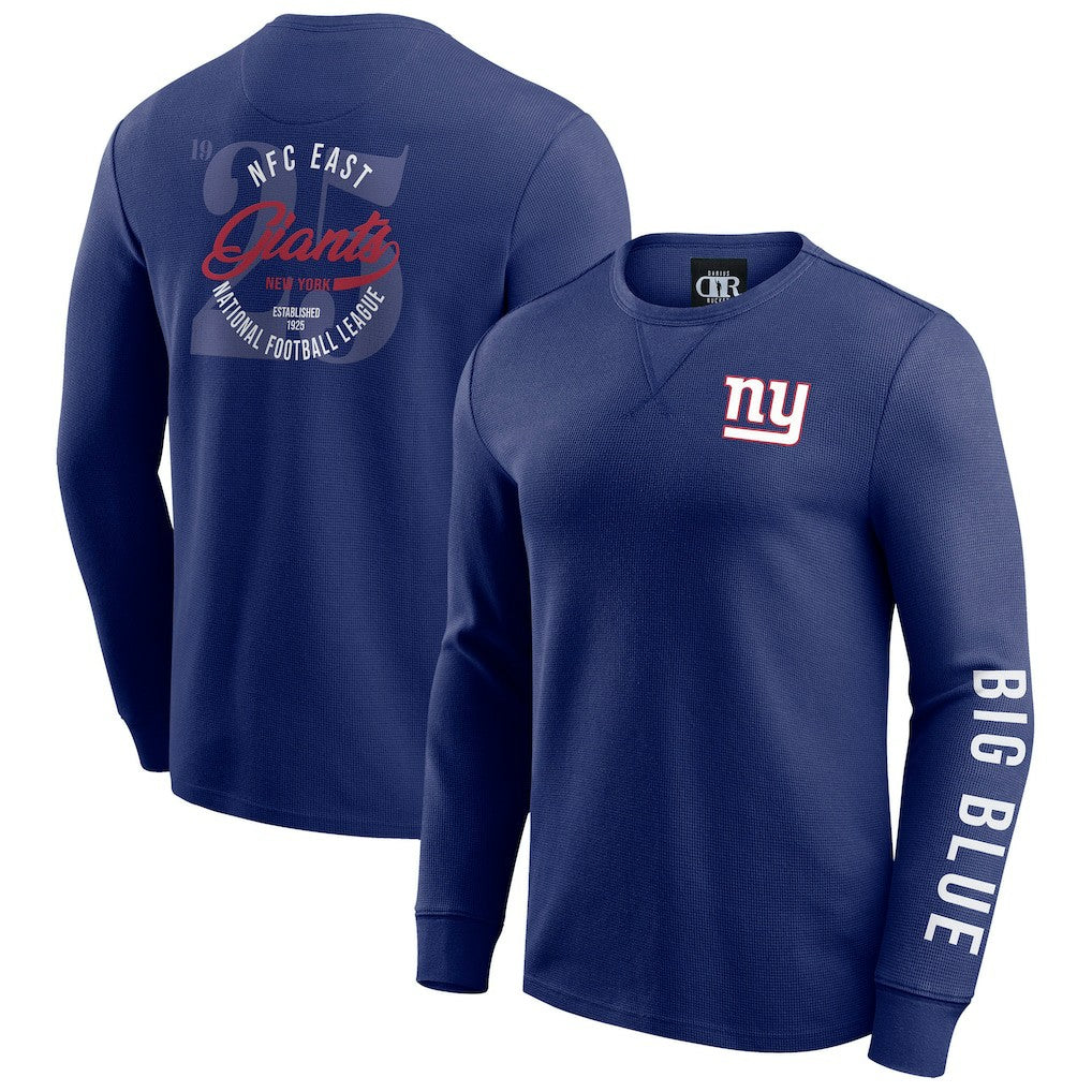 New York Giants Darius Rucker Collection Washed Waffle-Knit Long Sleeve T-Shirt - Royal on sale