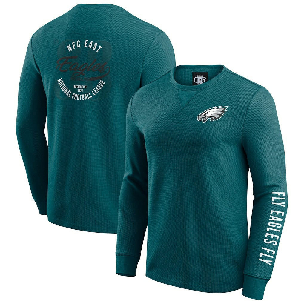 Philadelphia Eagles Darius Rucker Collection Washed Waffle-Knit Long Sleeve T-Shirt - Kelly Green discount