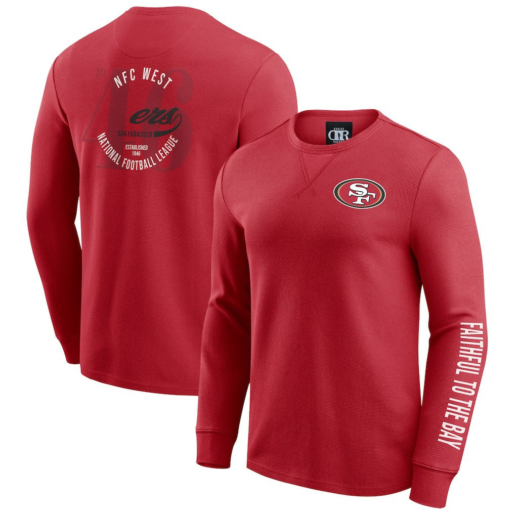 San Francisco 49ers Darius Rucker Collection Washed Waffle-Knit Long Sleeve T-Shirt - Scarlet online